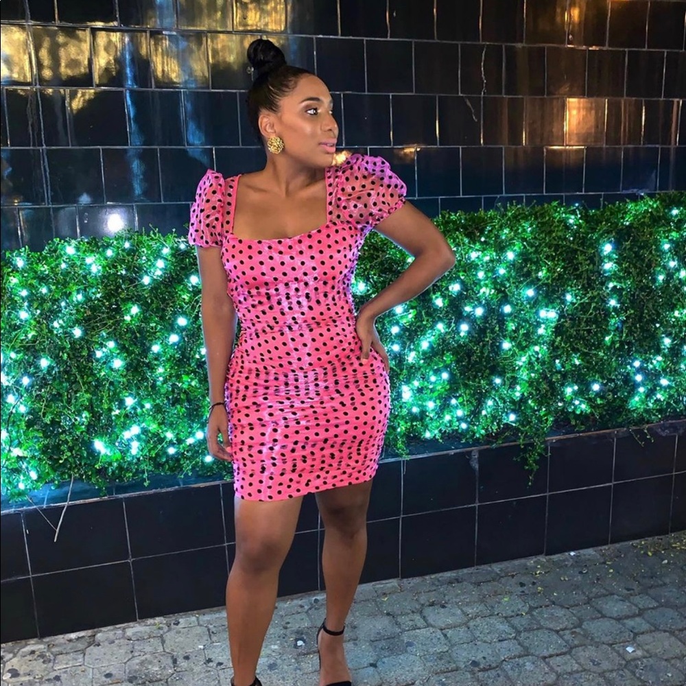 Pink & Black Polka Dot Dress